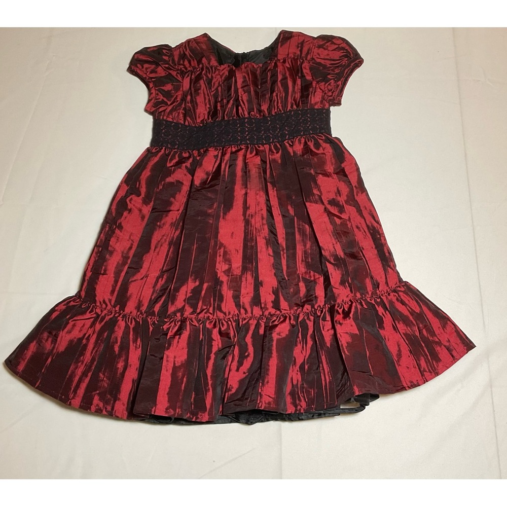 Hanna Andersson Girls Size 5 Burgundy Short Sleeve Taffeta Crinkle Fancy Dress